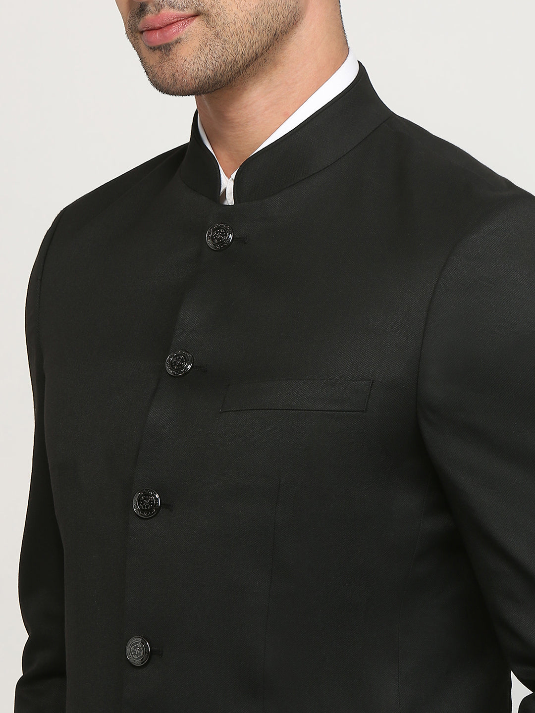 Raymond Men Black Solid Regular Fit Polyester Blend Blazer