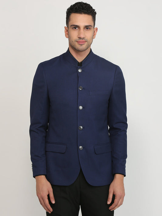 Raymond Men Blue Solid Regular Fit Polyester Blend Blazer