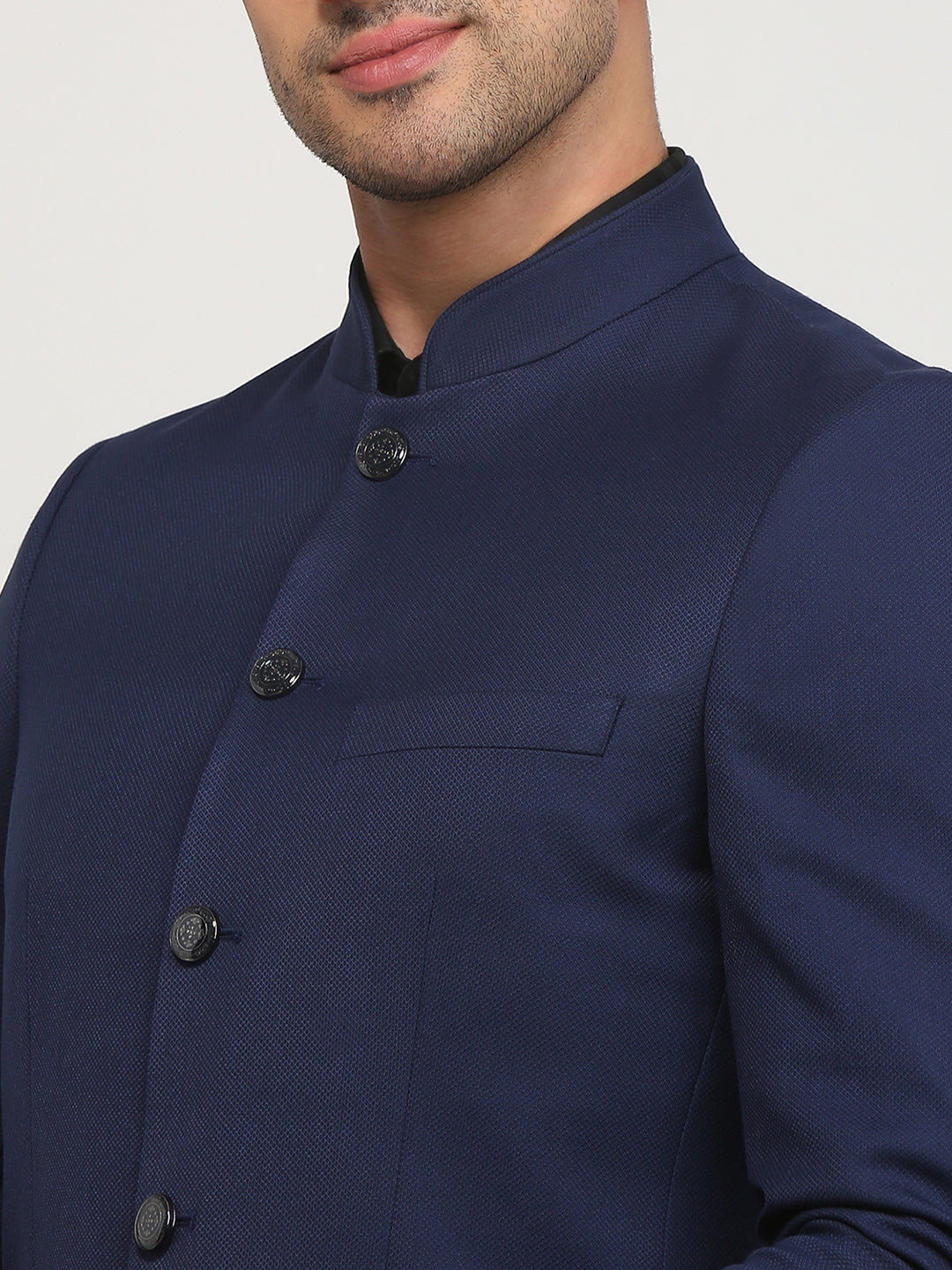 Raymond Men Blue Solid Regular Fit Polyester Blend Blazer