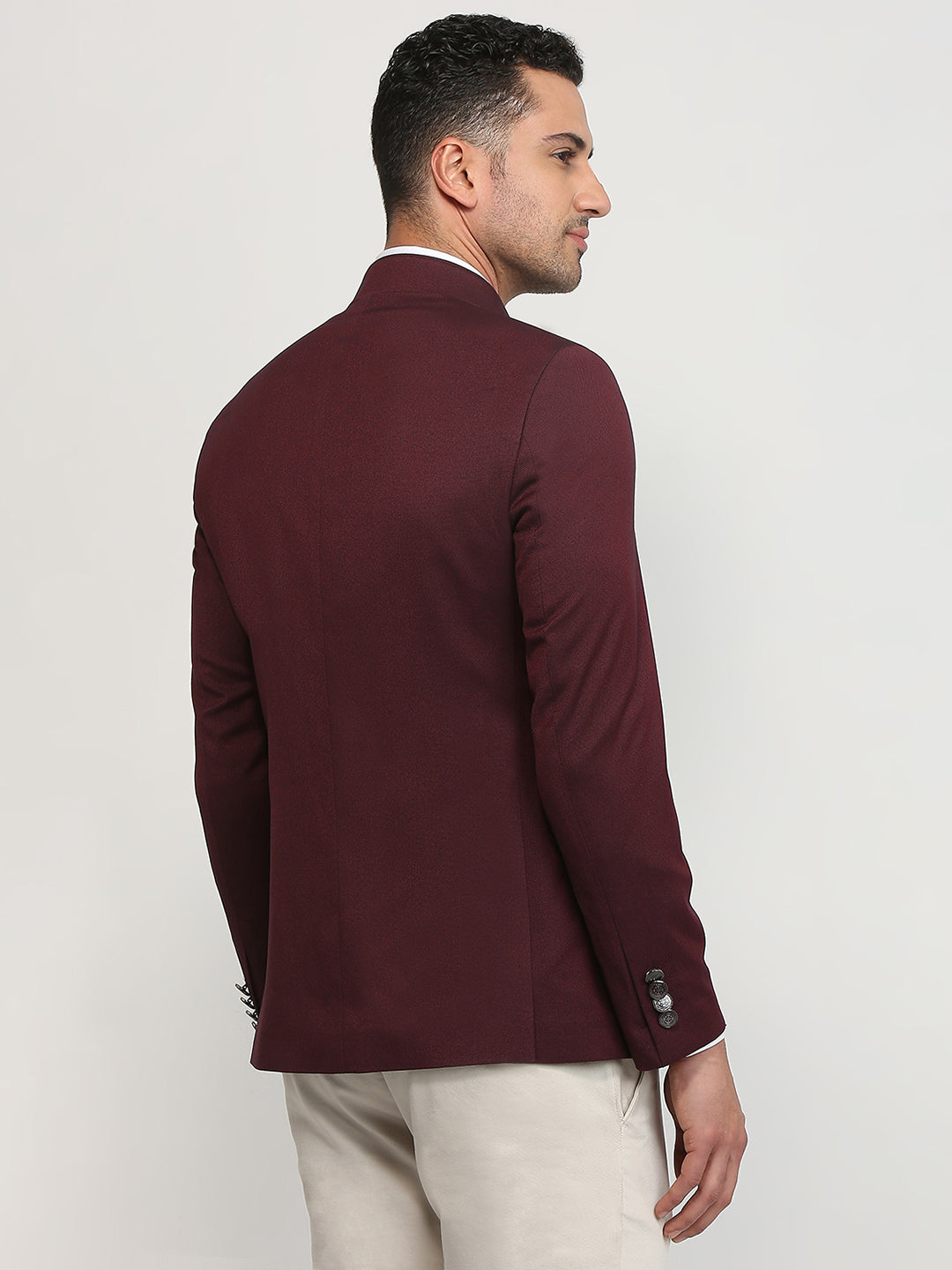 Raymond Men Maroon Solid Regular Fit Terry Blend Blazer