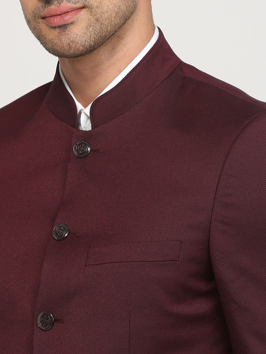 Raymond Men Maroon Solid Regular Fit Terry Blend Blazer