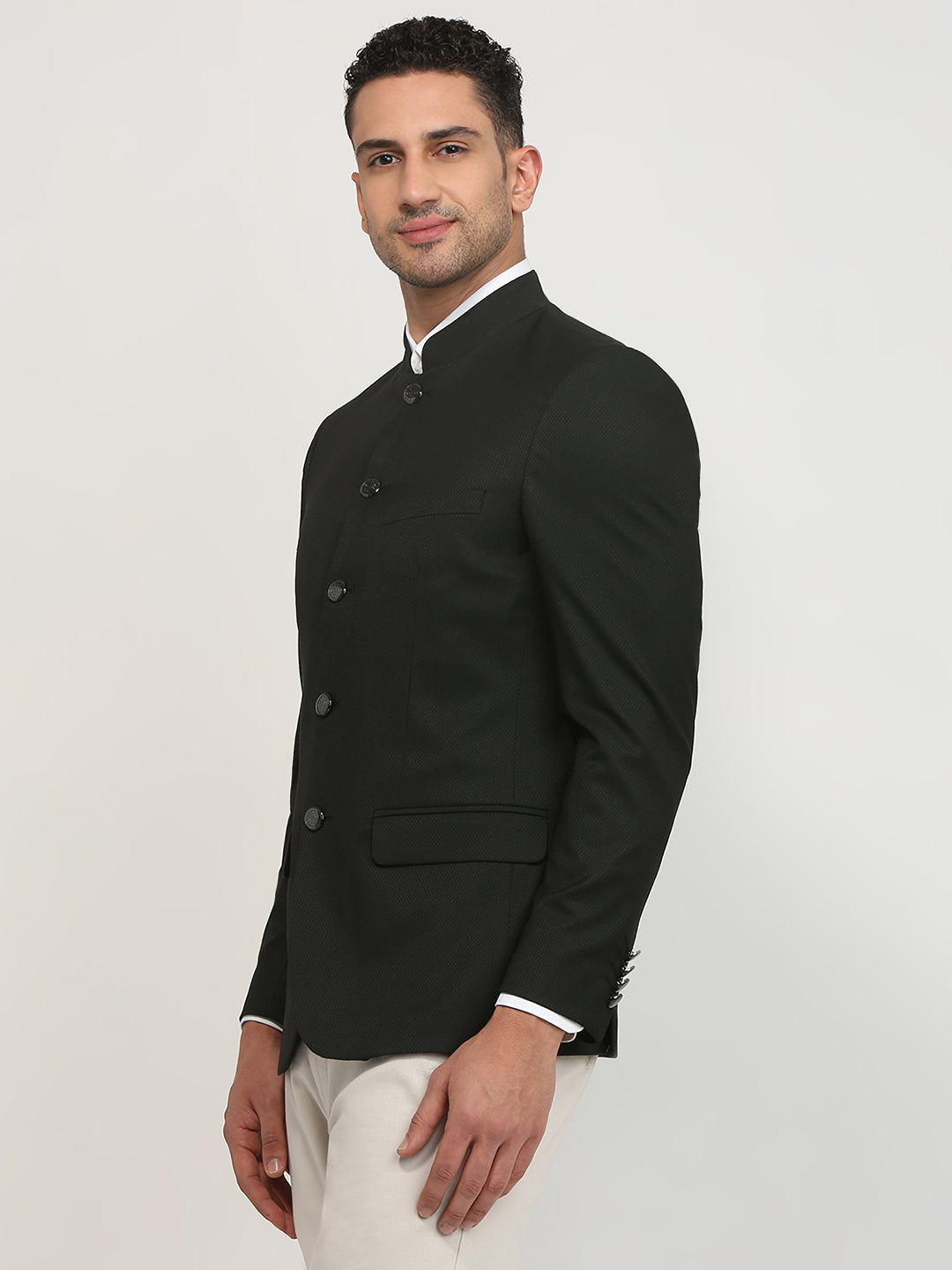 Raymond Men Black Solid Regular Fit Polyester Blend Blazer