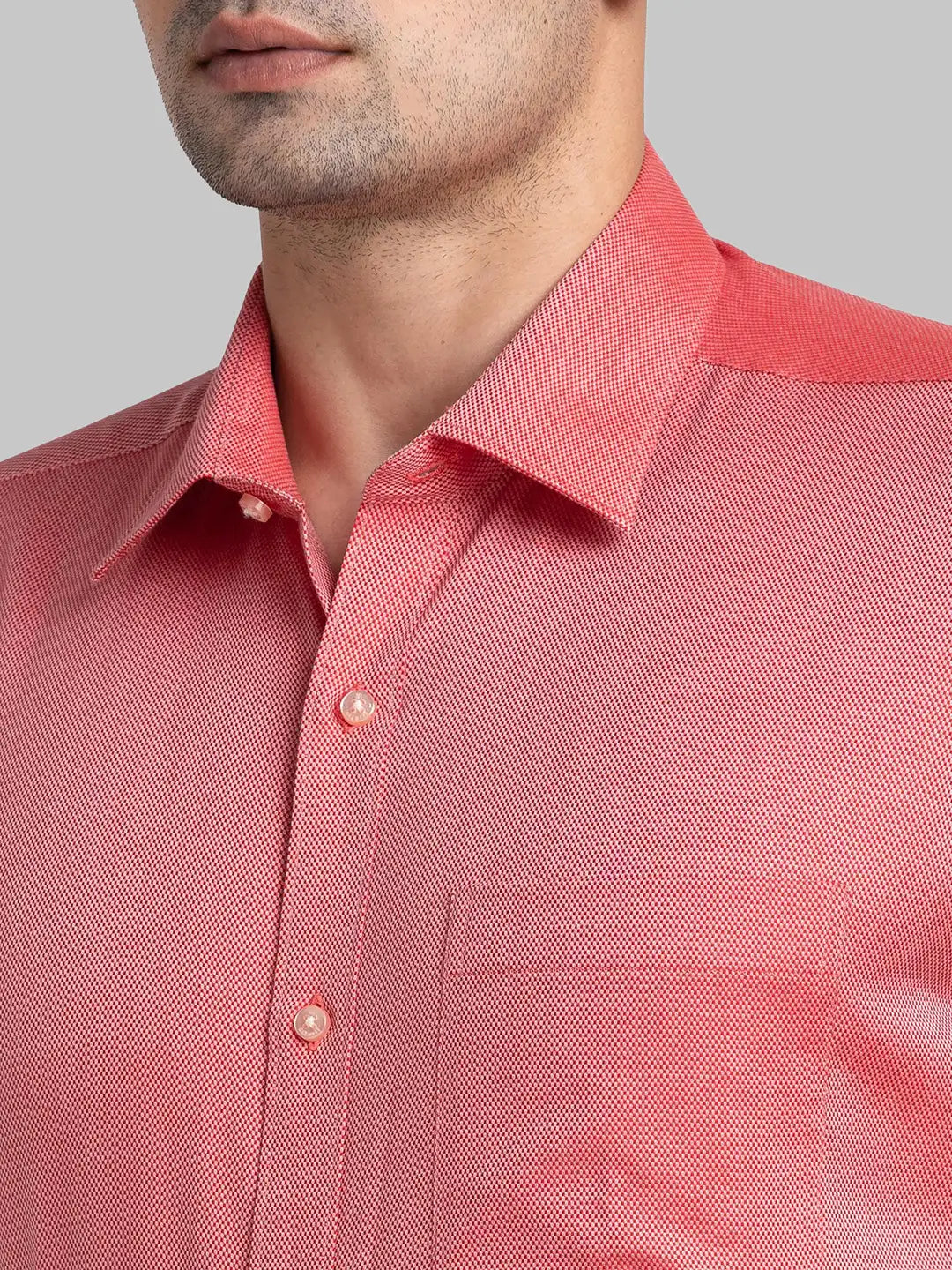 Men Red Contemporary Fit Structure Cotton Full Sleeve Cutaway Collar Shirts