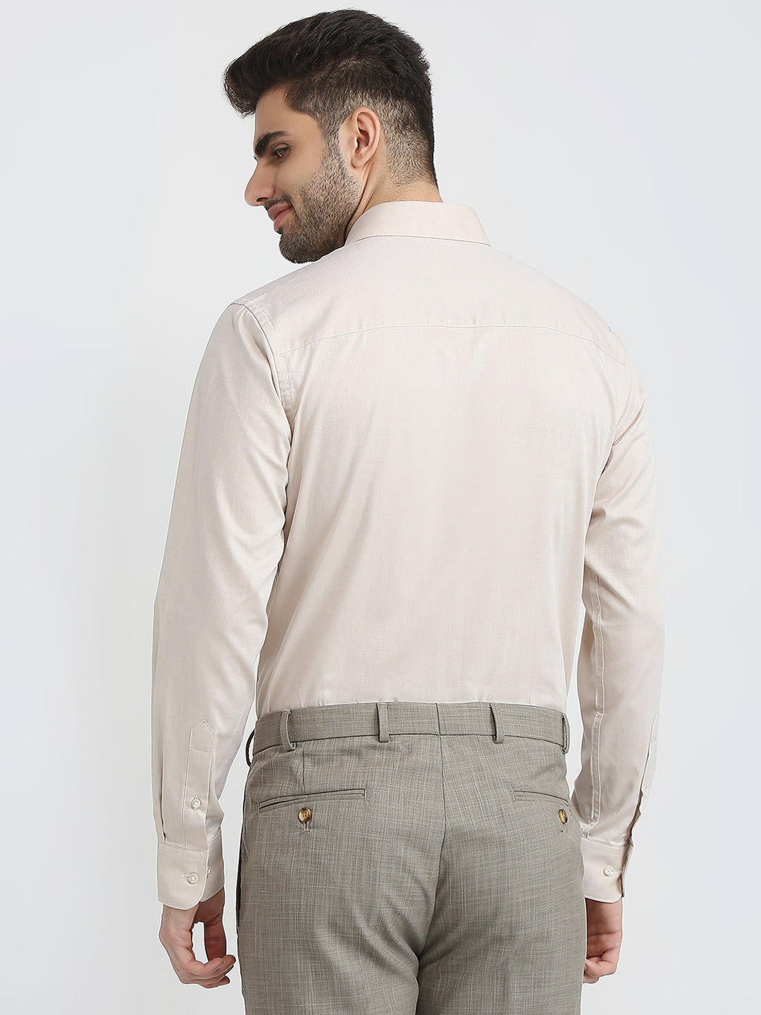 Raymond Men Brown Structure Regular Fit Cotton Formal Shirt