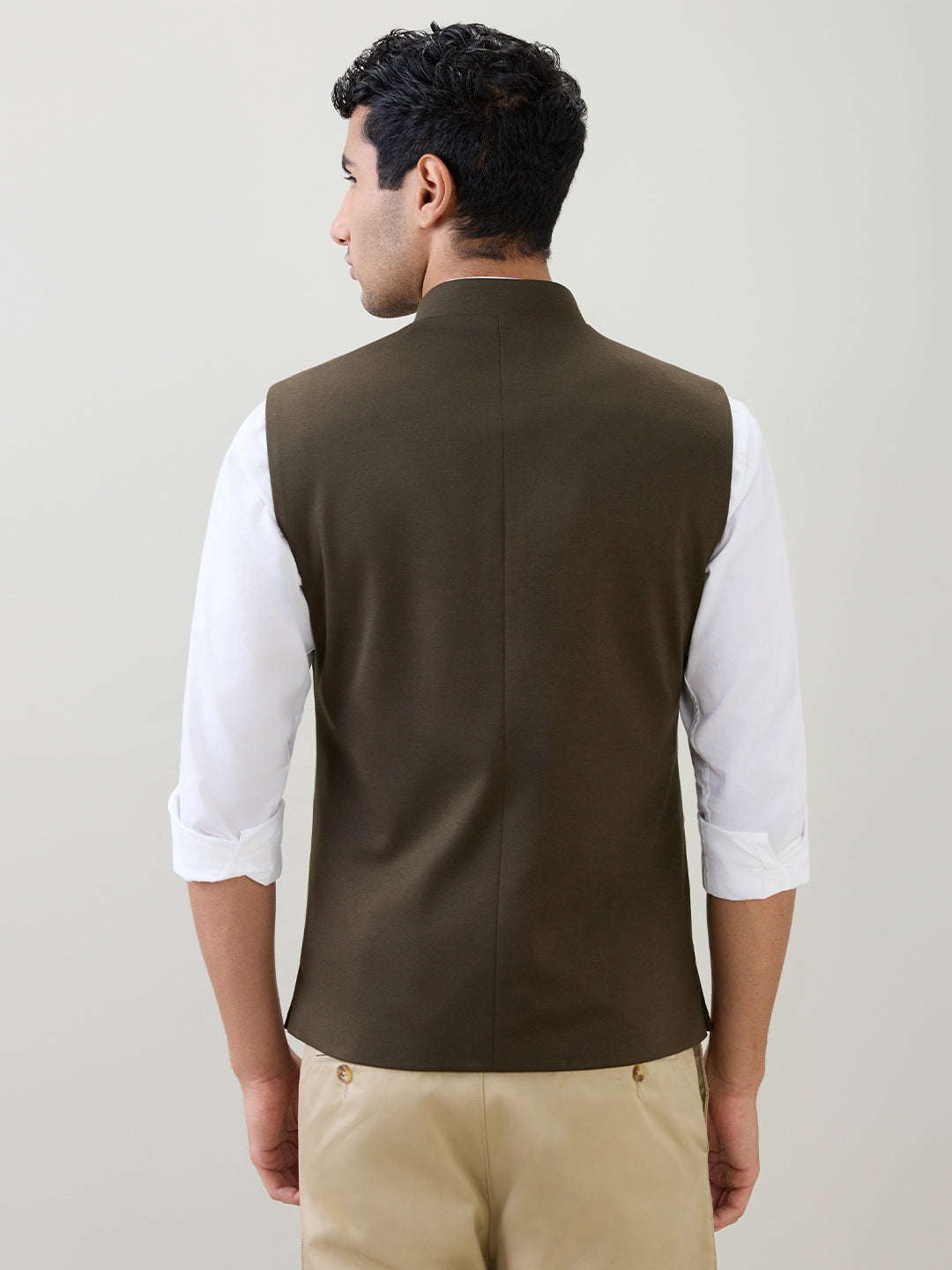 Raymond Men Green Knitted Contemporary Fit Terylene Blend Sleeveless Waist Coat