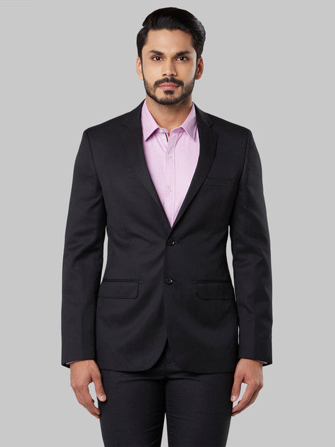 Raymond Men Black Slim Fit Polyester Blend Blazer