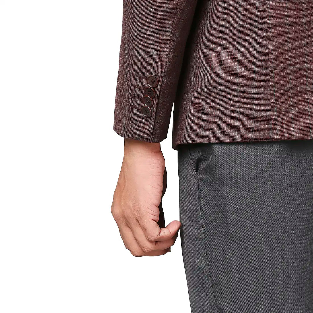 Men Maroon Slim Fit Checks Polyester Blend Jackets