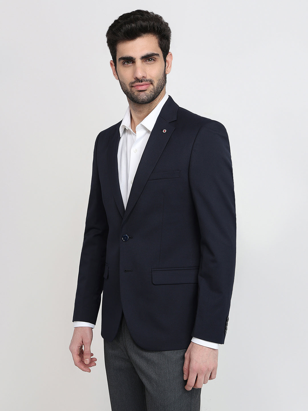 Raymond Men Blue Twill Regular Fit Polyester Blend Blazer