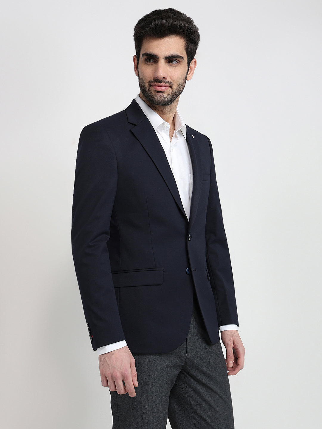 Raymond Men Blue Twill Regular Fit Polyester Blend Blazer