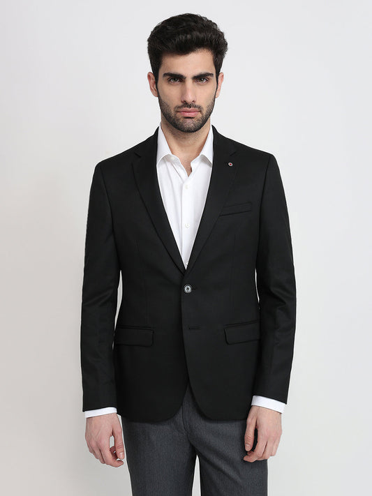 Raymond Men Black Twill Regular Fit Polyester Blend Blazer