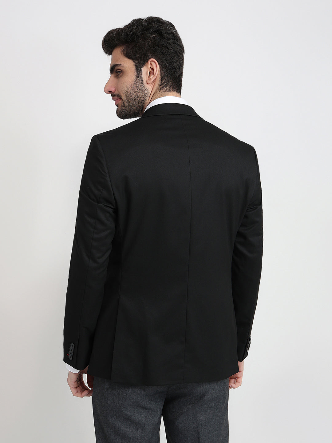 Raymond Men Black Twill Regular Fit Polyester Blend Blazer