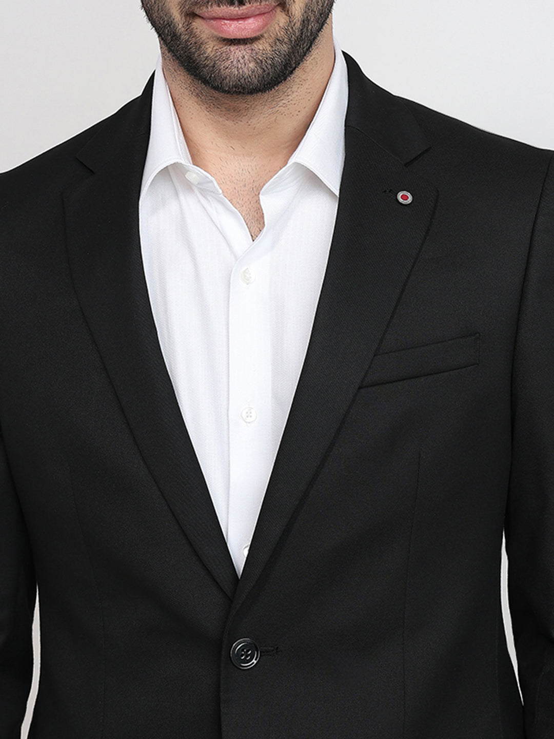 Raymond Men Black Twill Regular Fit Polyester Blend Blazer