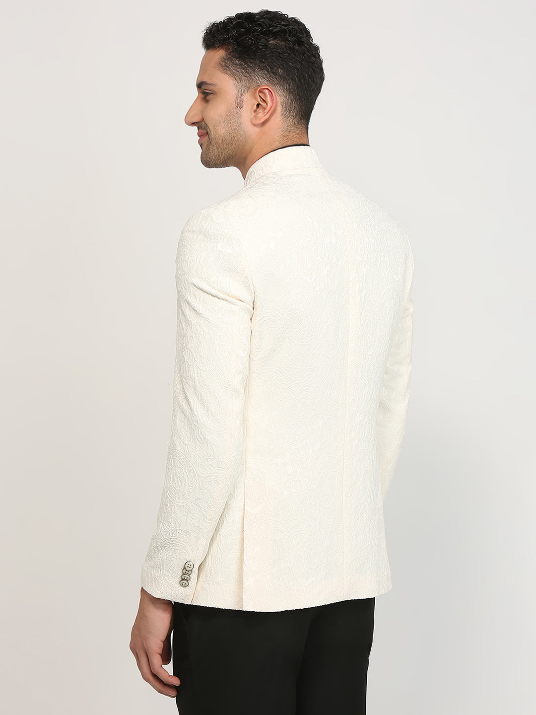 Raymond Men Brown Jacquard Regular Fit Polyester Blend Blazer