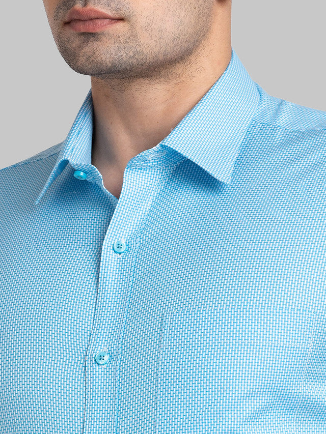 Raymond Blue Structure Contemporary Fit Full Sleeve Cotton Shirt