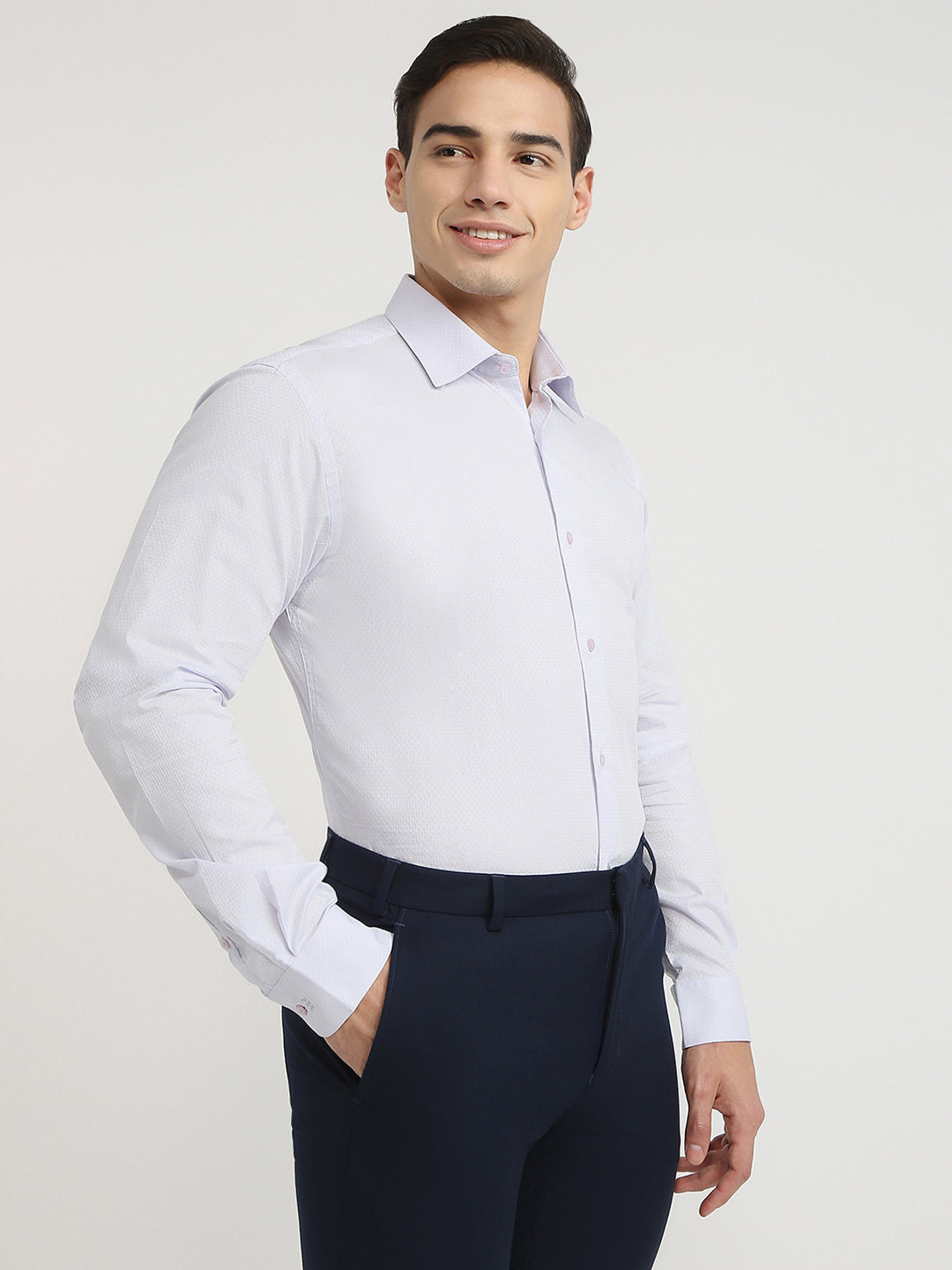 Raymond Men Purple Structure Slim Fit Cotton Formal Shirt