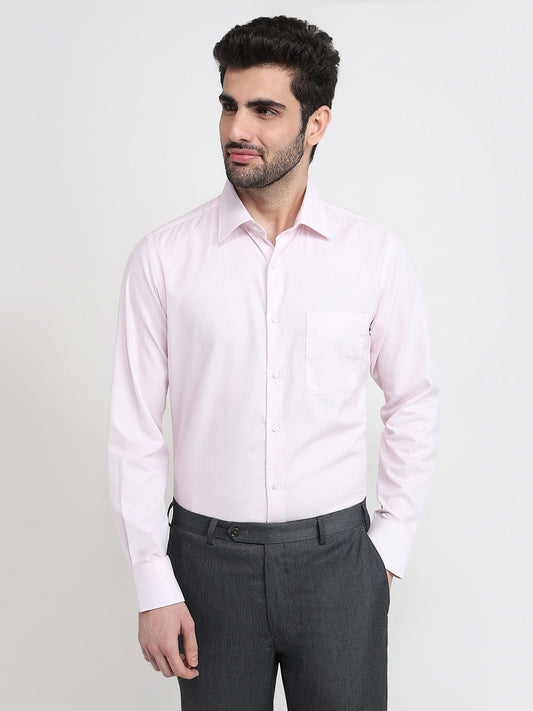 Raymond Men Red Structure Slim Fit Cotton Full Sleeve Formal Shirt