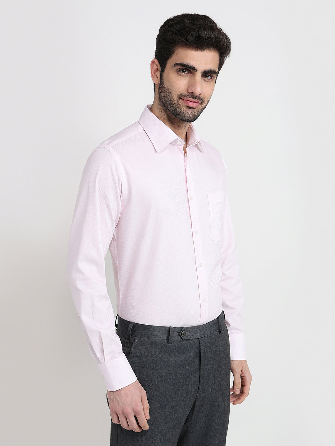 Raymond Men Red Structure Slim Fit Cotton Full Sleeve Formal Shirt