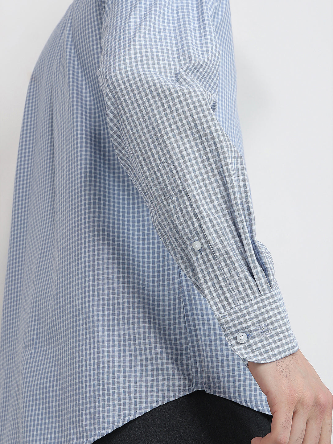 Raymond Men Blue Checks Slim Fit Bamboo Blend Full Sleeve Formal Shirt