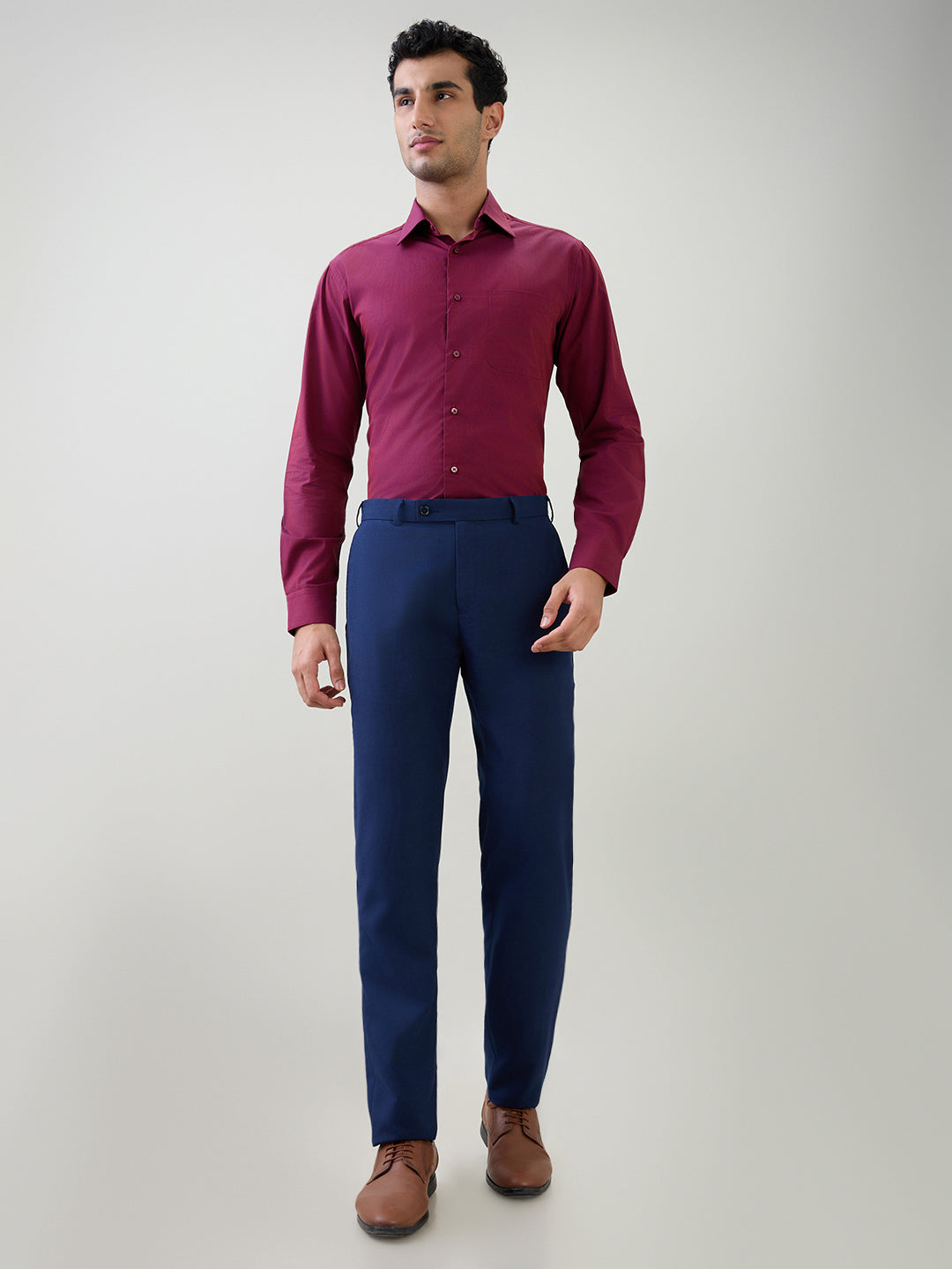 Raymond Men Maroon Fil-A-Fil Slim Fit Cotton Full Sleeve Formal Shirt