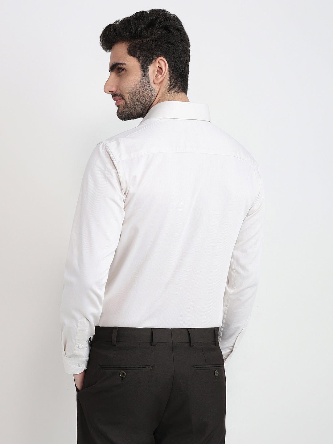 Raymond Men Brown Structure Slim Fit Cotton Full Sleeve Formal Shirt