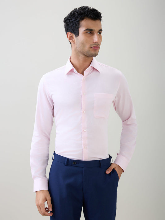 Raymond Men Red Structure Slim Fit Cotton Full Sleeve Formal Shirt