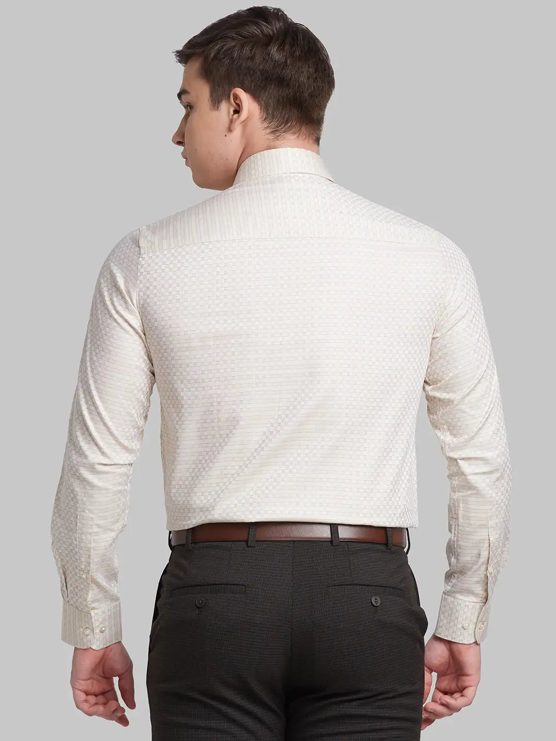 Raymond Men Brown Structured Contemporary Fit Cotton Formal Shirt