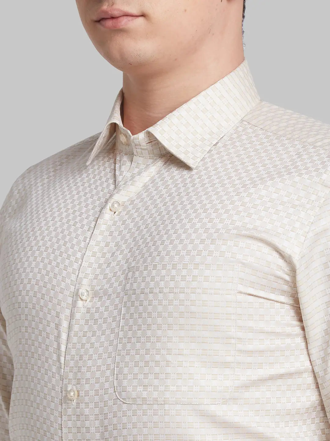 Raymond Men Brown Structured Contemporary Fit Cotton Formal Shirt