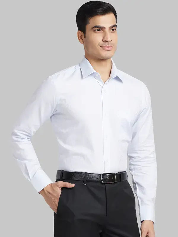 Men Blue Contemporary Fit Jacquard Cotton Shirts