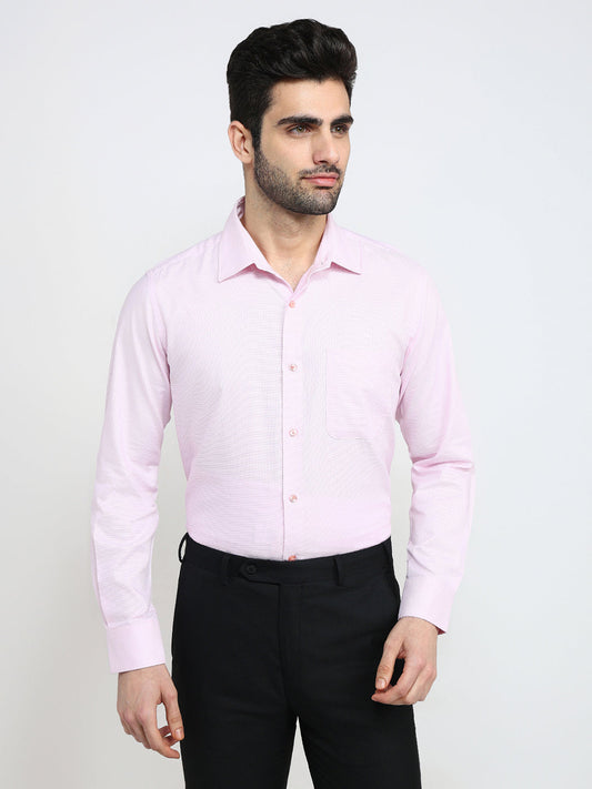 Raymond Men Red Structure Contemporary Fit Cotton Full Sleeve Formal Shirt