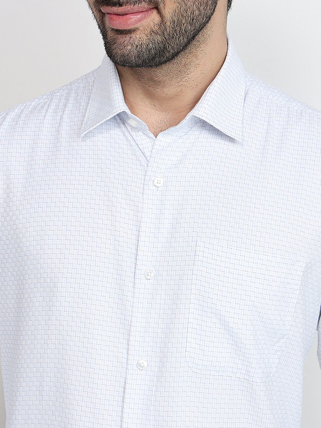 Raymond Men Blue Structure Contemporary Fit Bamboo Blend Full Sleeve Formal Shirt