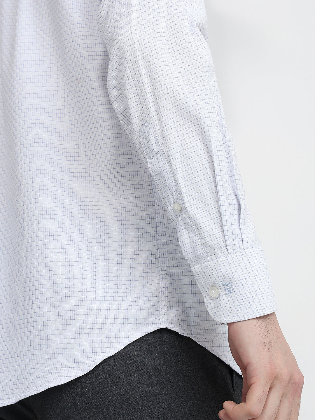 Raymond Men Blue Structure Contemporary Fit Bamboo Blend Full Sleeve Formal Shirt