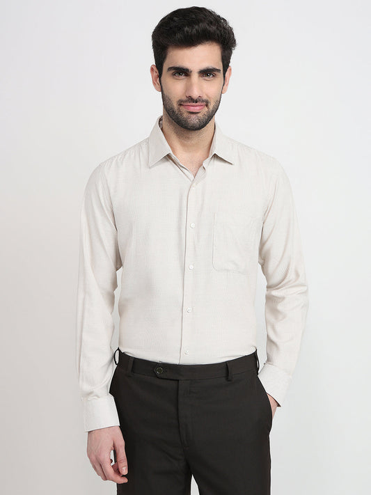 Raymond Men Yellow Structure Contemporary Fit Bamboo Blend Full Sleeve Formal Shirt
