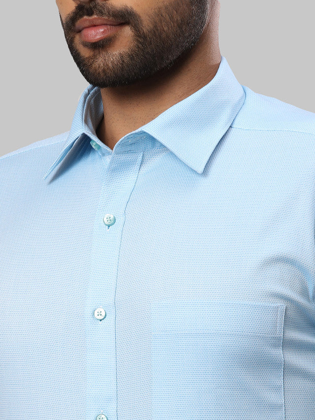 Raymond Blue Structure Slim Fit Full Sleeve Cotton Shirt