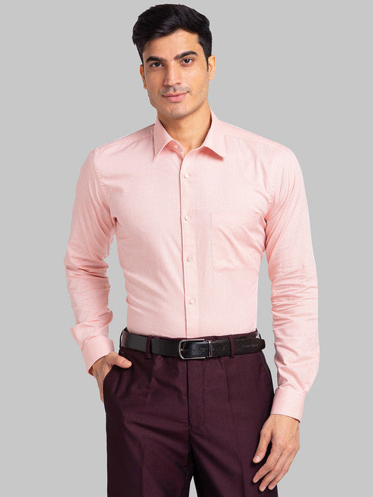 Raymond Men Pink Checks Cotton Formal Shirt