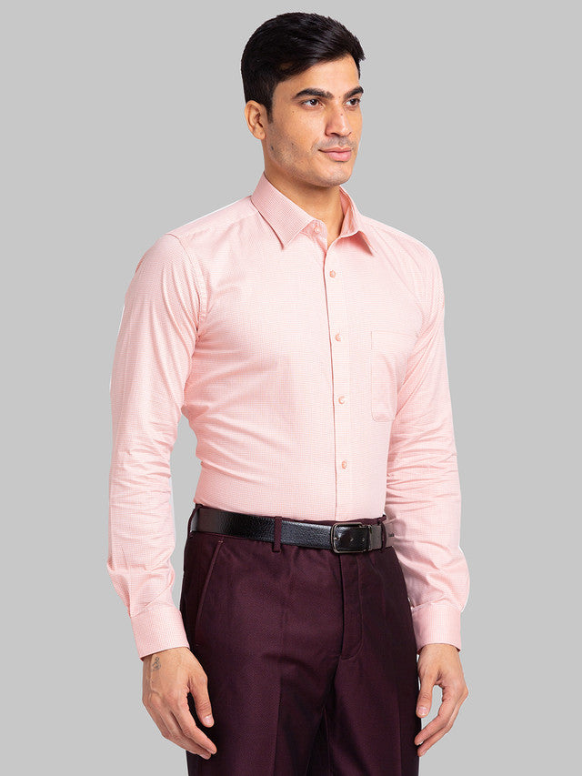 Raymond Men Pink Checks Cotton Formal Shirt