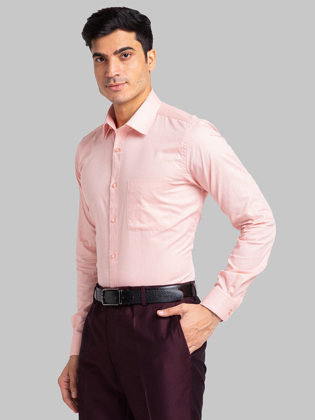 Raymond Men Pink Checks Cotton Formal Shirt