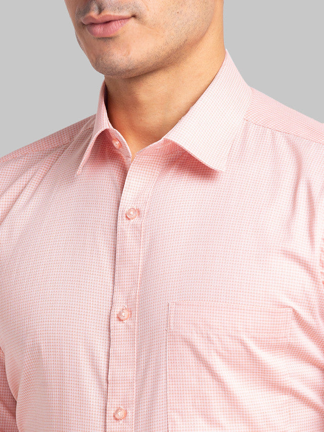 Raymond Men Pink Checks Cotton Formal Shirt
