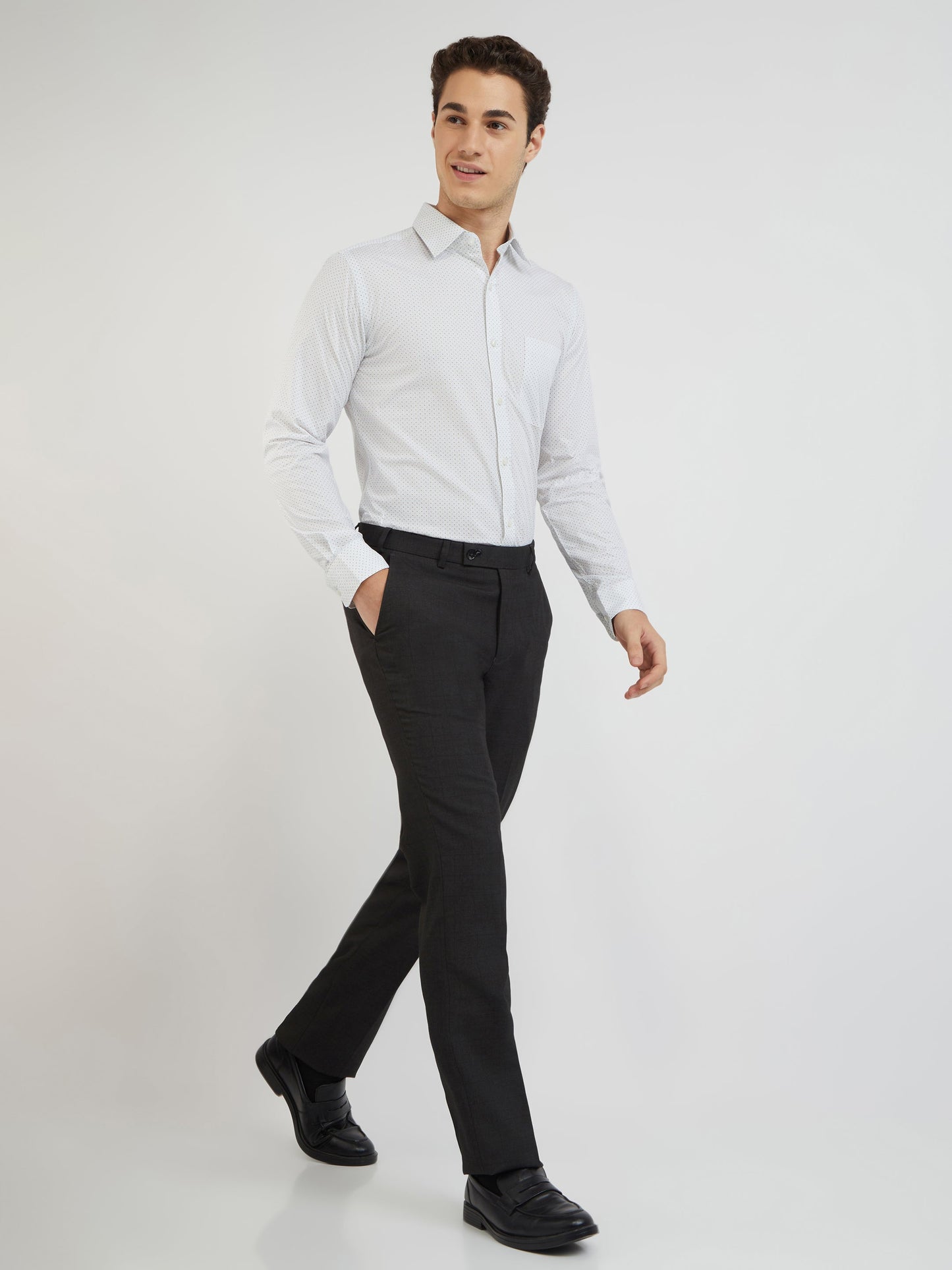 Raymond Men Green Printed Slim Fit Cotton Blend Shirt