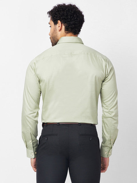 Raymond Men Green Solid Slim Fit Cotton Shirt