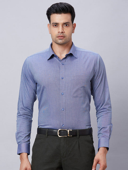Raymond Men Blue Structure Slim Fit Cotton Shirt