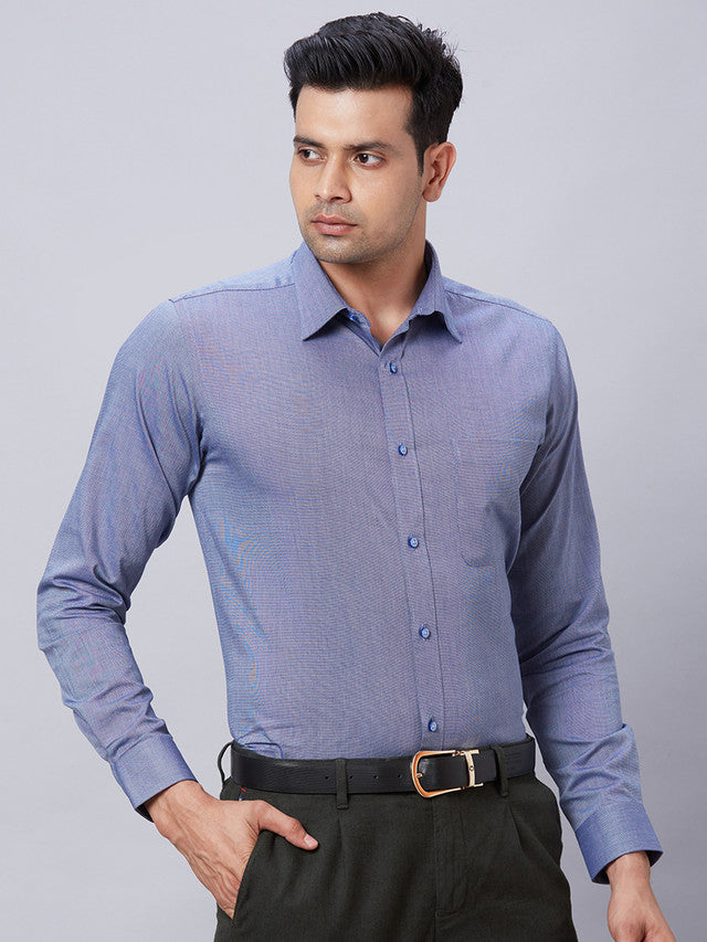 Raymond Men Blue Structure Slim Fit Cotton Shirt