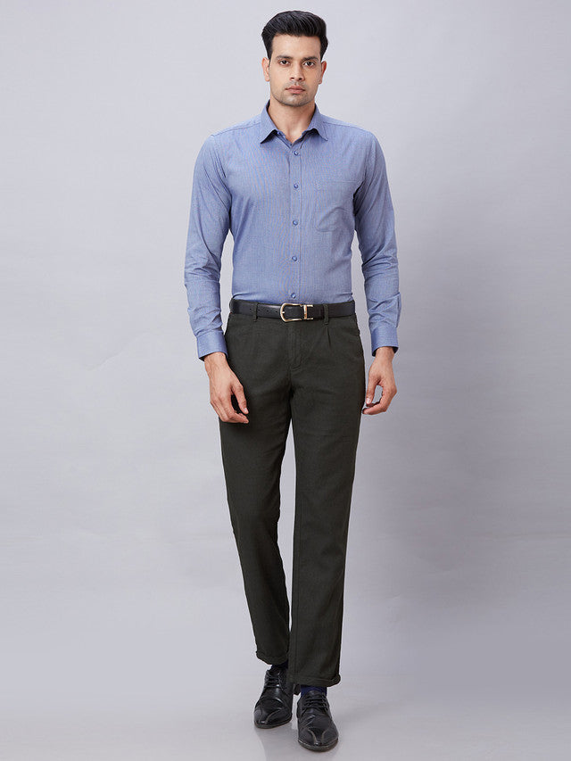 Raymond Men Blue Structure Slim Fit Cotton Shirt