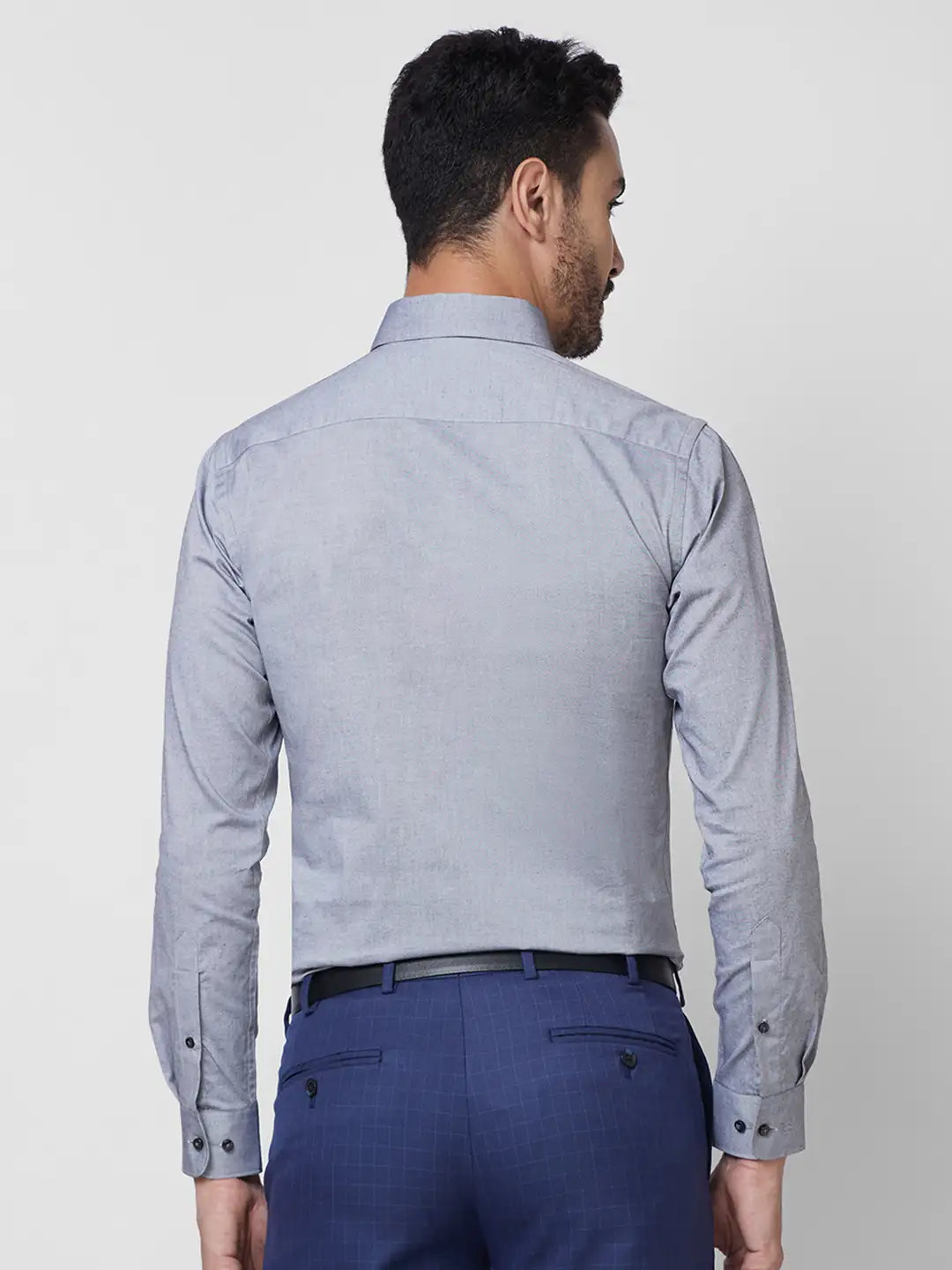 Raymond Men Grey Structured Slim Fit Cotton Formal Shirt