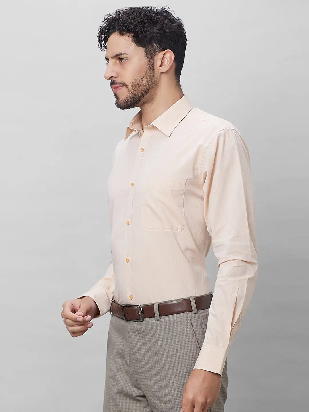Raymond Men Yellow Structure Slim Fit Cotton Shirts