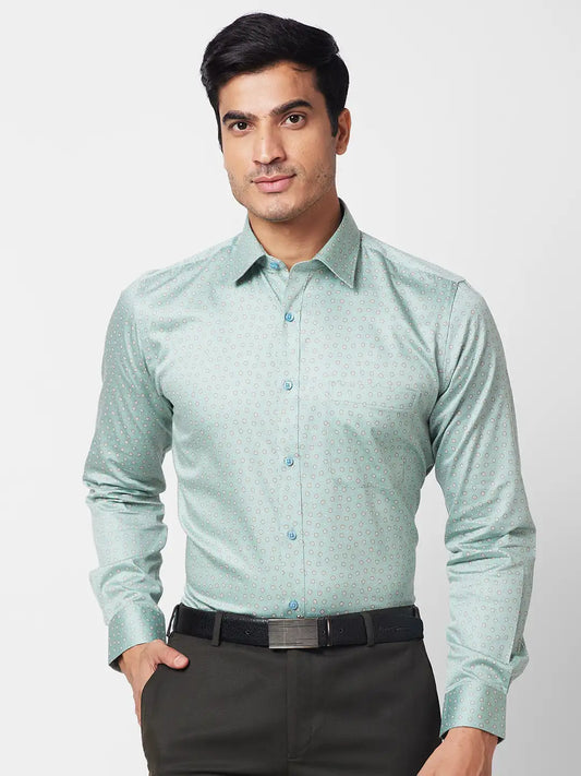Raymond Men Green Structured Slim Fit Cotton Formal Shirt
