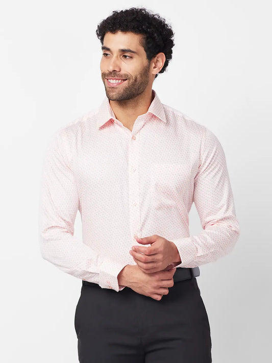 Raymond Men Red Structure Slim Fit Cotton Shirt