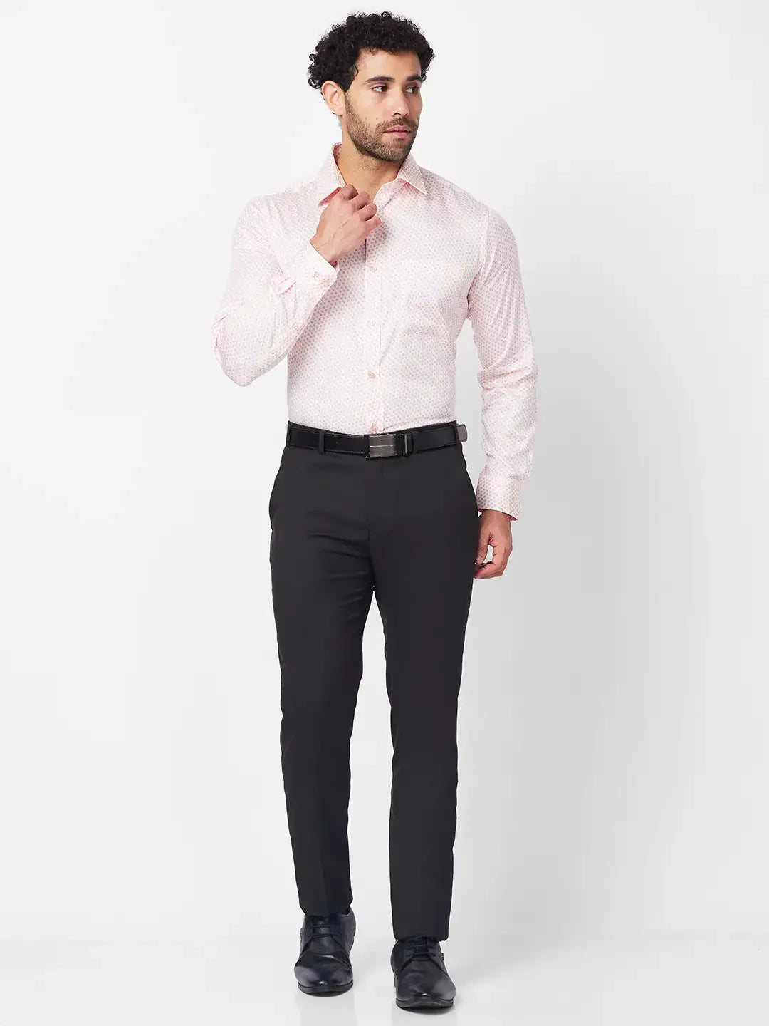 Raymond Men Red Structure Slim Fit Cotton Shirt