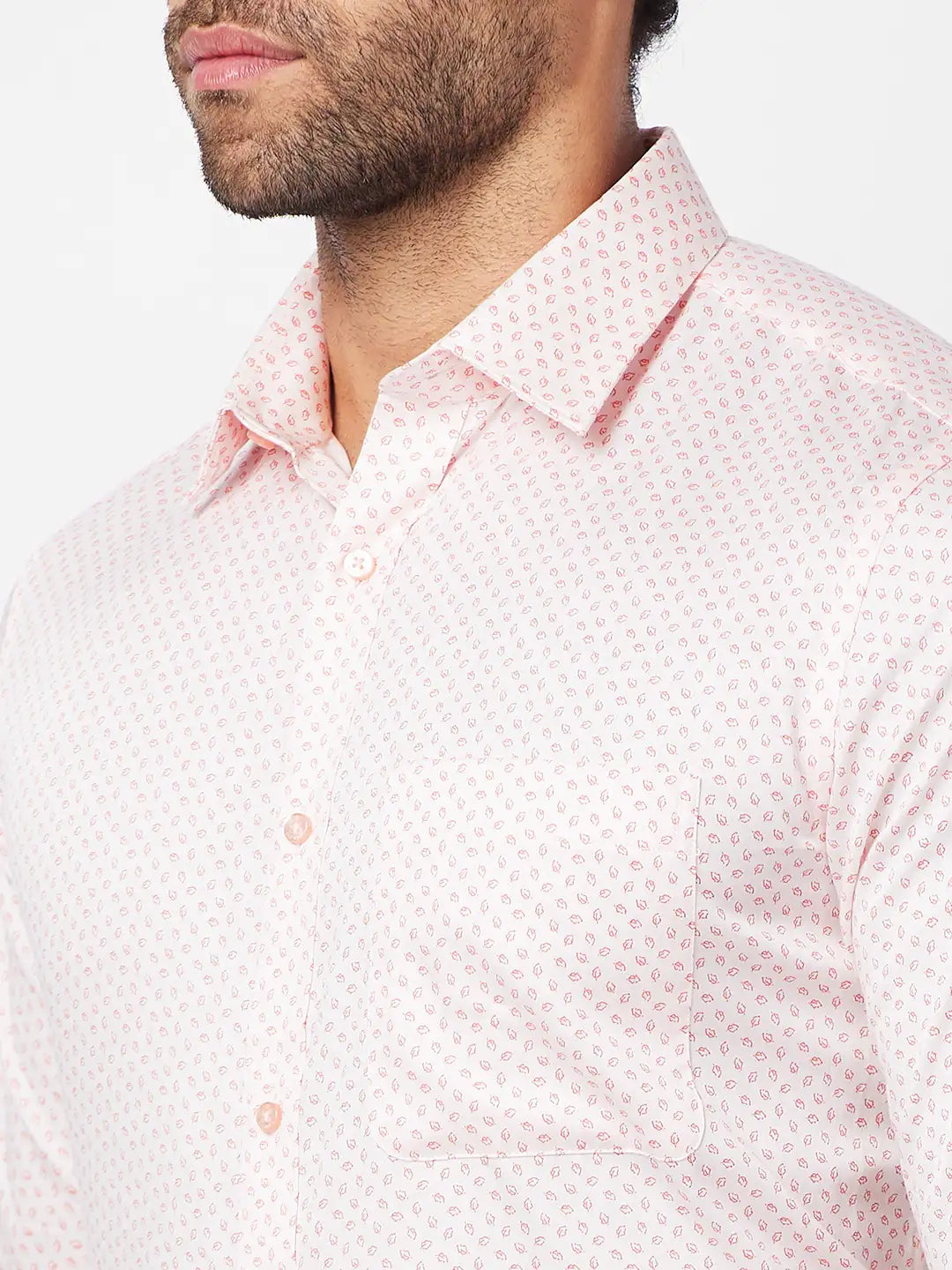 Raymond Men Red Structure Slim Fit Cotton Shirt
