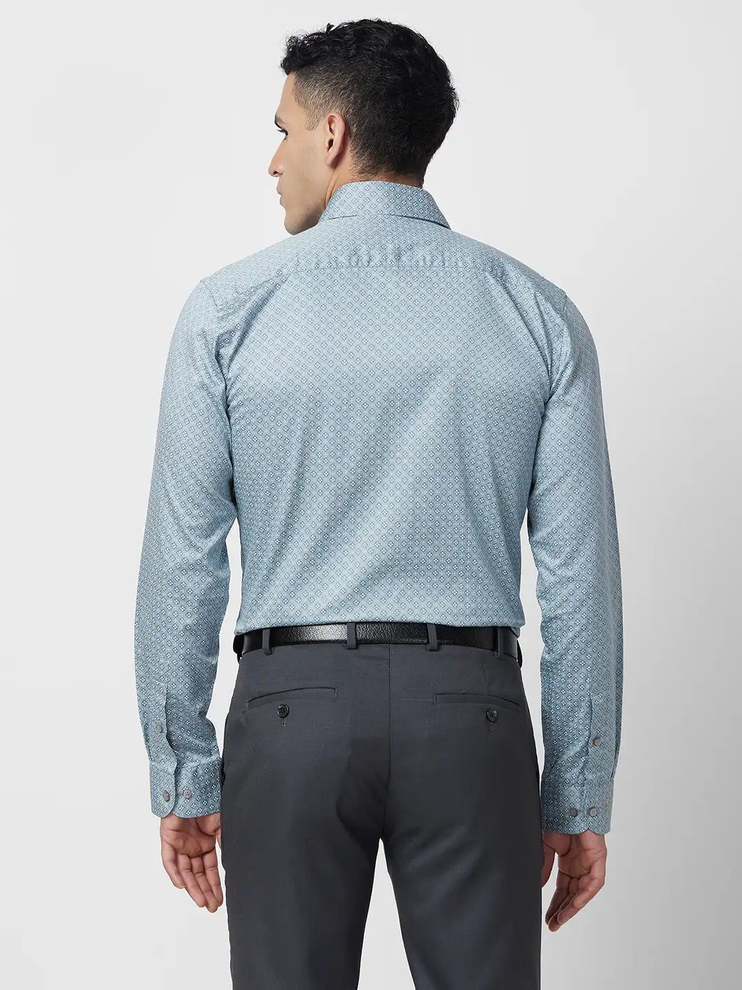 Raymond Men Grey Structure Slim Fit Cotton Shirt