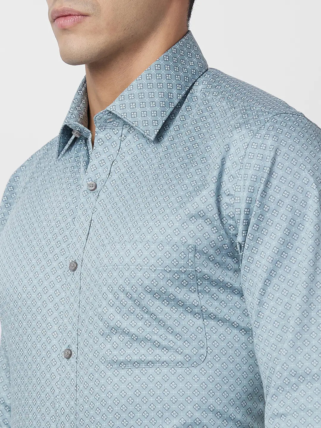 Raymond Men Grey Structure Slim Fit Cotton Shirt